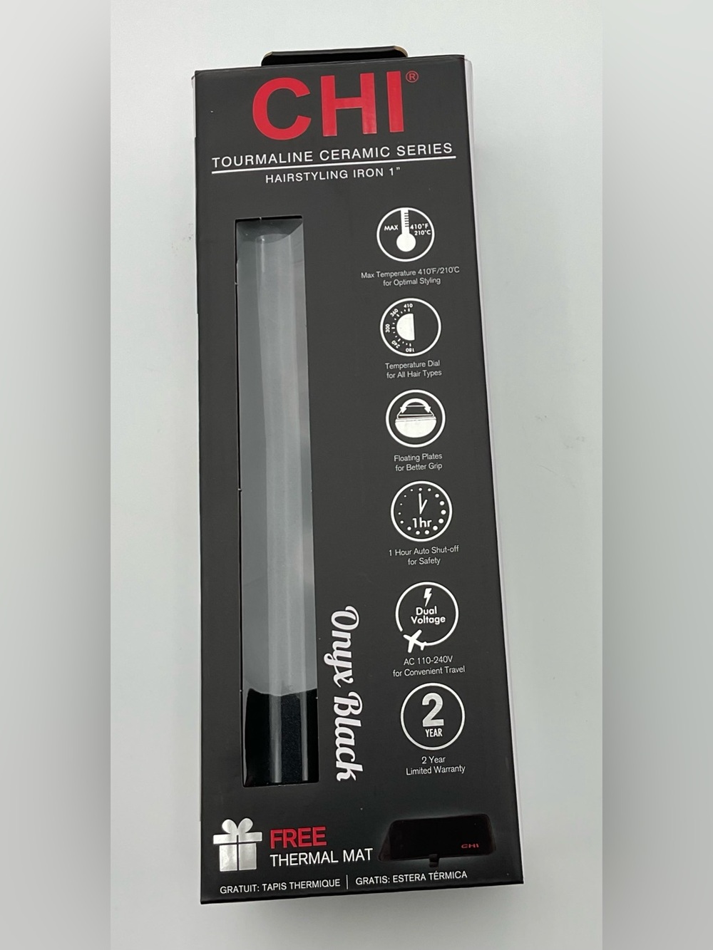 CHI 1 Inch Tourmaline Ceramic Hairstyling Iron - Onyx Black NWT